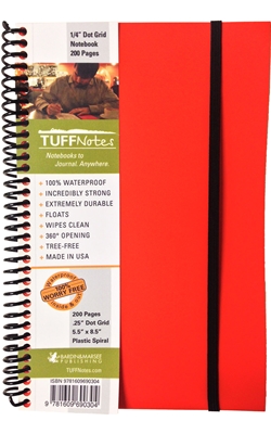 TUFFNotes waterproof spiral notebook - Orange Dot Grid
